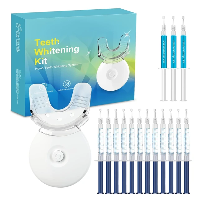 Blanqueador Dental Profesional - Kit de Blanqueamiento de Dientes 12 Geles + 3 Geles Desensibilizantes - Luz LED