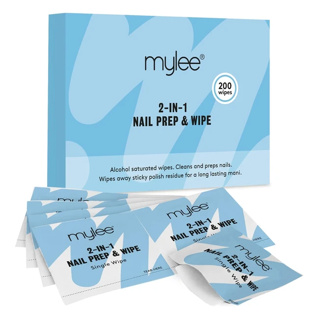 mylee 200pcs Gel Polish 2in1 Nail Prep Wipes - Salon Quality, Removes Sticky Inhibition Layer