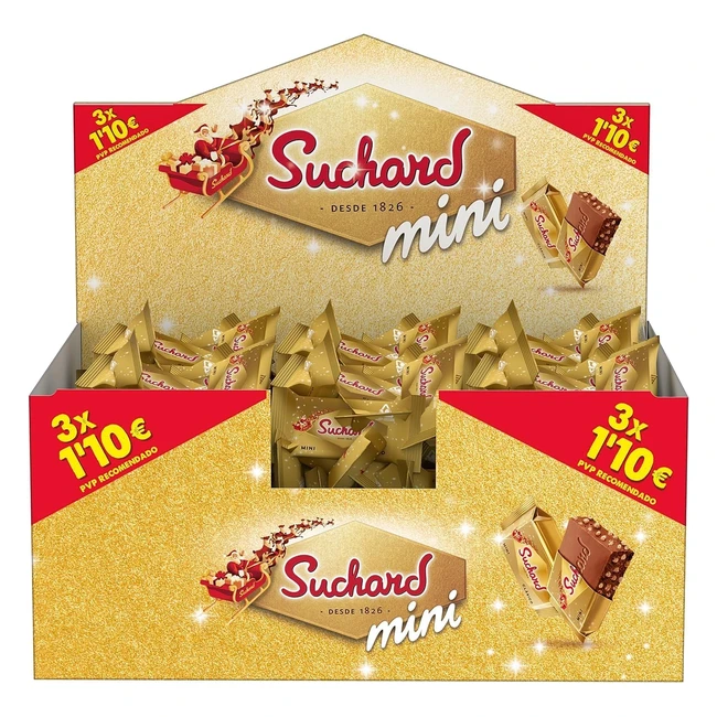 Suchard Mini Tabletas de Turrón de Chocolate con Leche y Arroz Inflado - Porciones Individuales