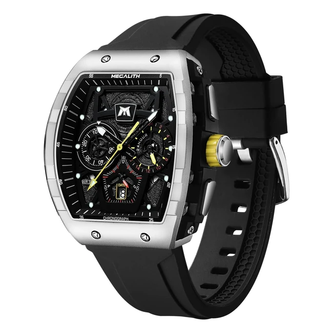 Megalith Men's Sports Chronograph Watch - Waterproof, Analogue Quartz, Rubber Strap, Date, Luminous - Military Gift