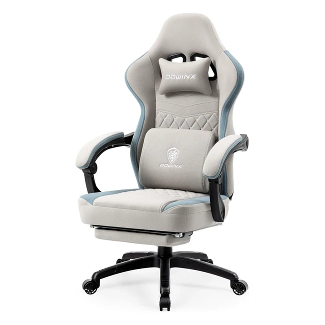 Dowinx Chaise Gaming Tissu avec Coussin Ressorts Ensachés Fauteuil de Gamer Massage Repose-Pieds Ergonomique - Capacité de Charge 150 kg