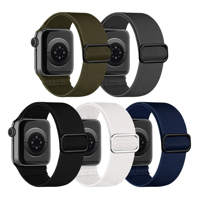 Chinbersky 5 Pack Watch Strap - Apple Watch Straps 49mm 45mm 44mm 42mm - Adjustable Elastic Nylon Sport Solo Loop Replacement Bands - Ultra87654321SE