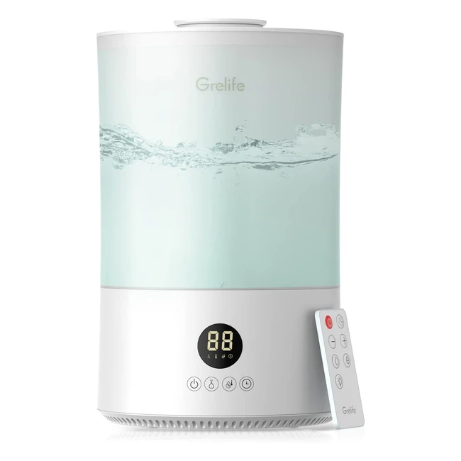 Umidificatore GreLife Top Fill 4L - Nebbia Fredda - 25h di Durata - Silenzioso - Timer - Luce Notturna - Modalità di Umidità