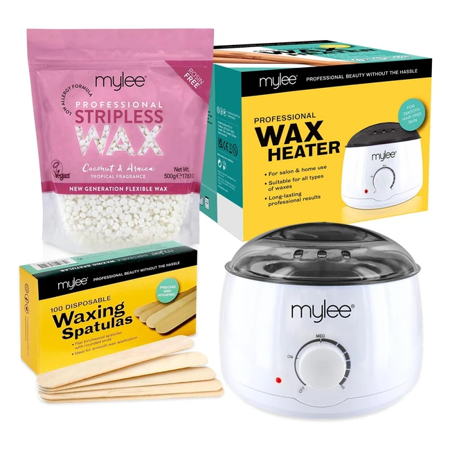 MYLEE Professional Waxing Kit - Hard Wax Beads 500g - Stripless Depilatory Waxing - No Strip Needed - Coconut Arnica