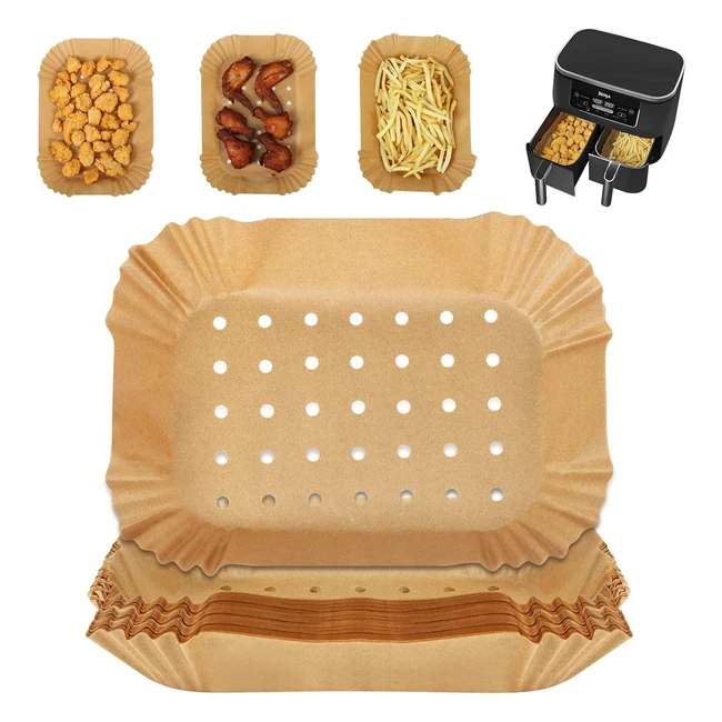 100pcs ByKitchen Air Fryer Liners for Ninja Dual AF300UK AF400UK - Disposable Paper Liner for Salter Tower - Crispier Food, No Residues