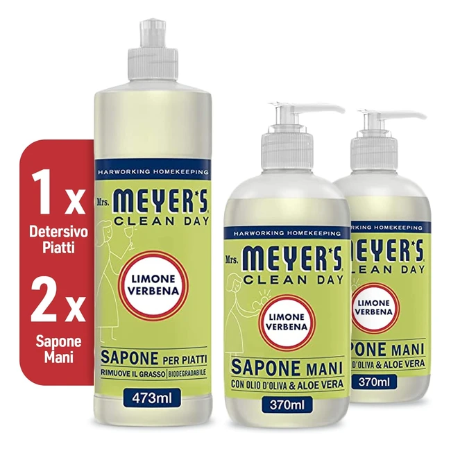 Detersivo piatti Mrs. Meyer's Clean Day con fragranza limone e verbena - Oli essenziali - Ref. 1
