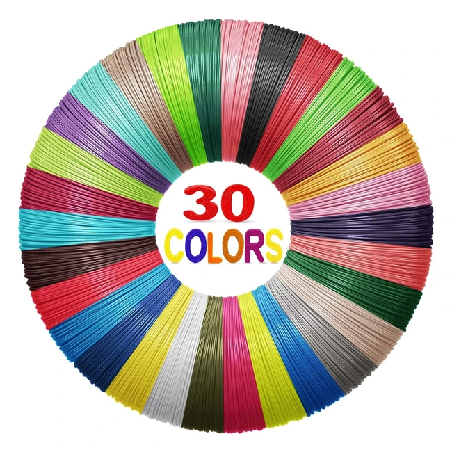 Penna 3D Filamento PLA 30 Colori 175mm - Stampa 3D Totale 90m - Compatibile con Penne 3D Winkin, Lihuachen e Acdolf - Ref. XYZ123