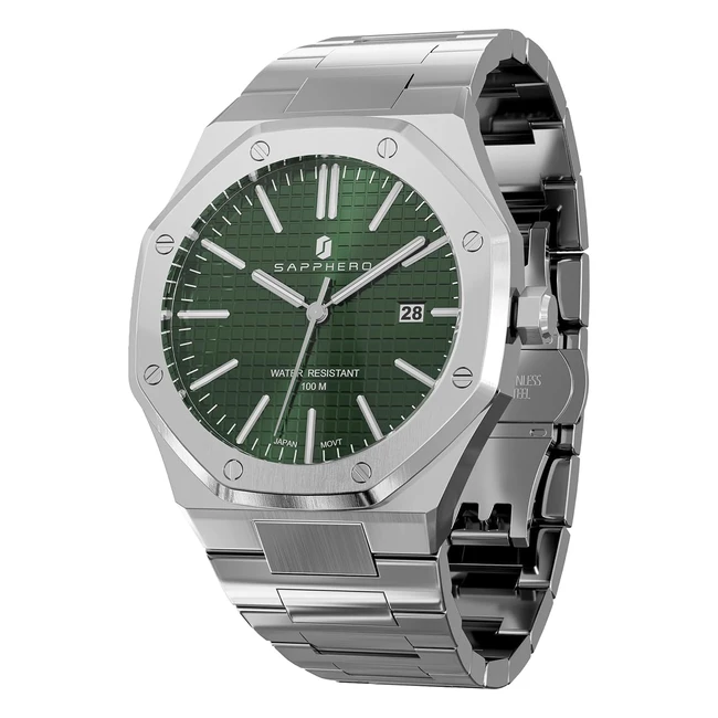 Orologio uomo Sapphero 100m impermeabile - Quarzo oro acciaio inossidabile - Moda business casual elegante