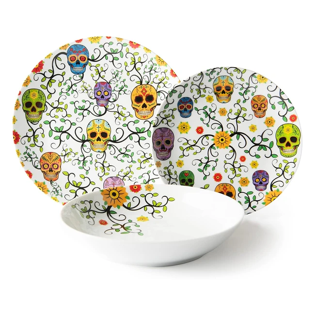 Juego de Vajilla Excelsa de Porcelana - 18 Piezas - Línea Calavera