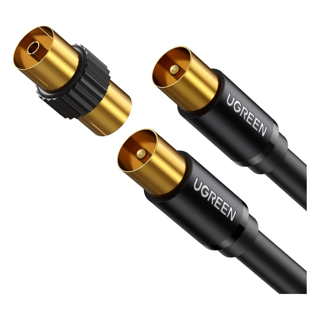 UGREEN TV Aerial Cable - Male to Male/Female Coaxial Cable - Ferrite Cores - 24k Gold Plated Connectors - Compatible with Sky HDTV - 2m