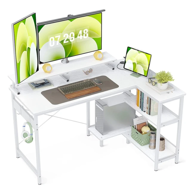 Scrivania ad angolo L con ripiani reversibili - ODK - 120x80x88cm