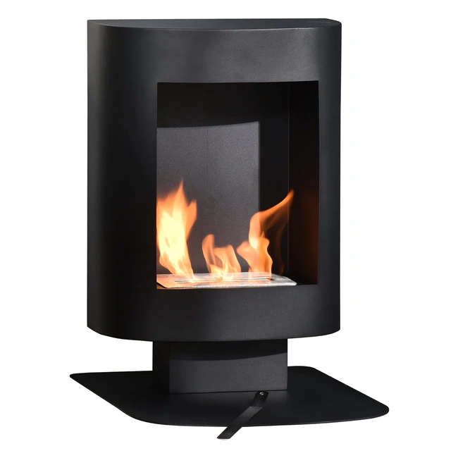 Chemine biothanol sur pied Homcom, brleur 15L, contrle de flamme, dim 465l x 53l x 65h cm, acier noir