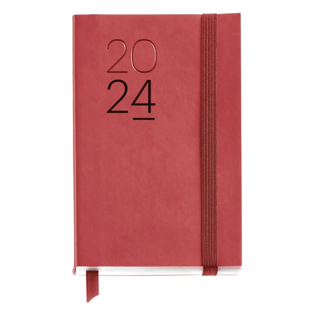 Agenda Anual 2024 Miquelrius Semana Vista Horizontal - Tamaño Passport 90x140mm - Rojo