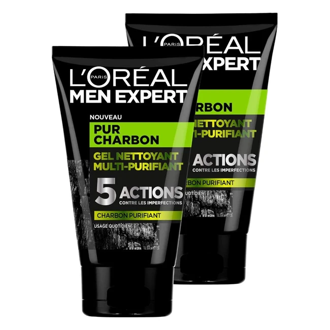 Gel Nettoyant Purifiant Visage Homme L'Oréal Men Expert 100 ml (Lot de 2)