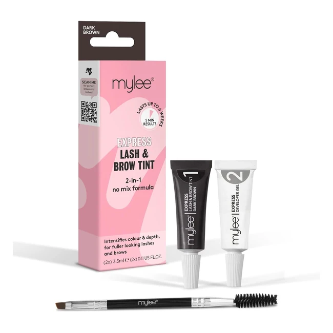 Mylee Express Lash Brow Kit - 2-in-1 No Mix Formula - Long Lasting & Fast - Dark Brown