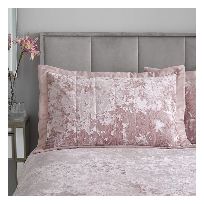 Catherine Lansfield Crushed Velvet Pillowsham Pair Blush - Soft Touch, Quilted, Ethically Sourced