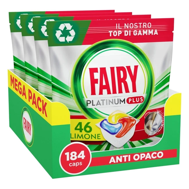 Pastiglie Lavastoviglie Fairy Platinum Plus Limone 184 Capsule - Pulizia Efficace e Prevenzione Calcare