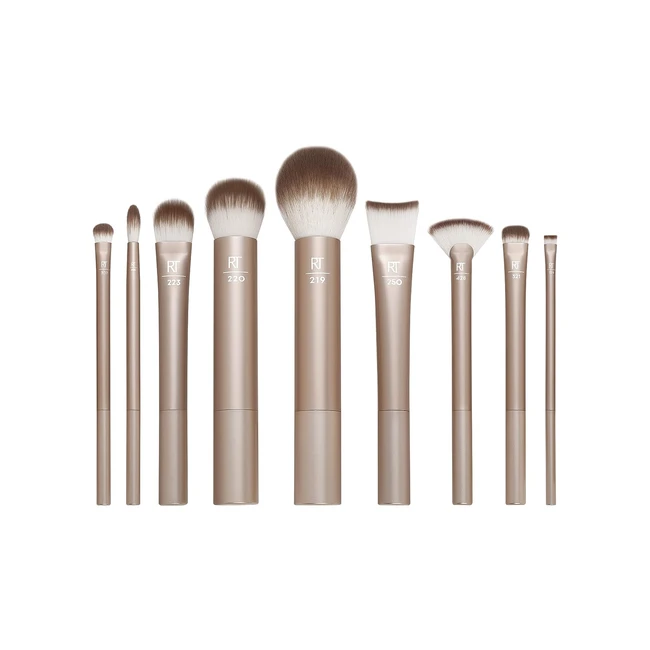 Real Techniques Au Naturale Make-up Pinsel Set | Hochwertige Gesichtspinsel für flüssige, cremige und pudrige Foundation, Lidschatten, Rouge und Kontur | Tierversuchsfreie synthetische Borsten