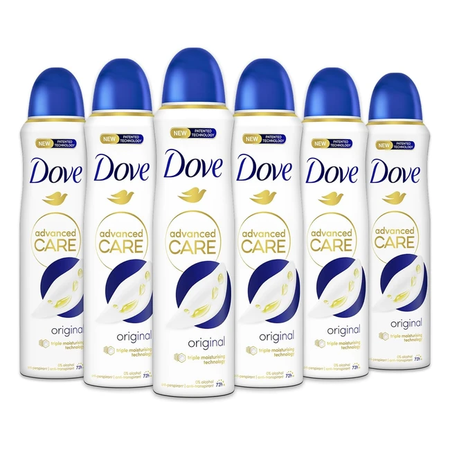 Deodorante Spray Dove Advanced Care Original - Formula Idratante - 72 Ore di Protezione - Uomo e Donna - 6 Pezzi da 150ml