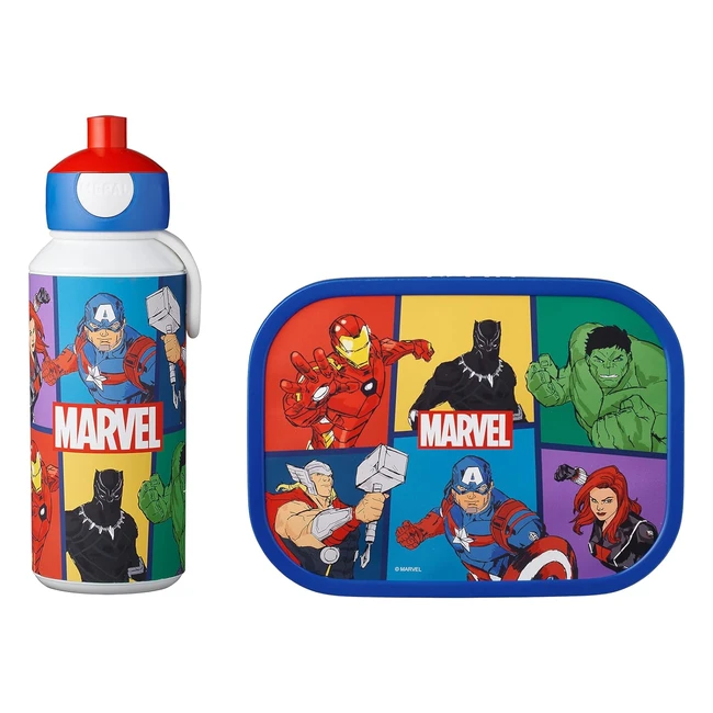 Set de Almuerzo Campus Mepal - Fiambrera para Niños con Botella Popup - Sin BPA - Avengers