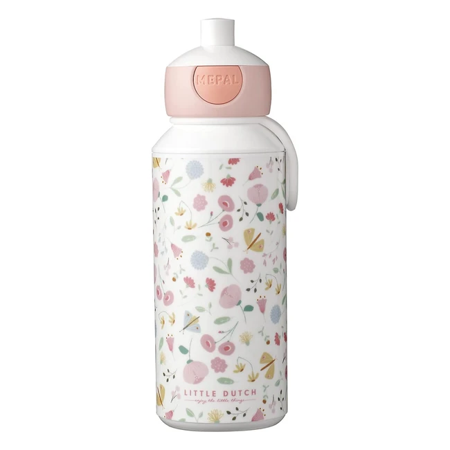 Botella para beber Mepal Campus Popup Little Dutch - Apta para lavavajillas - 400 ml - Flores y mariposas