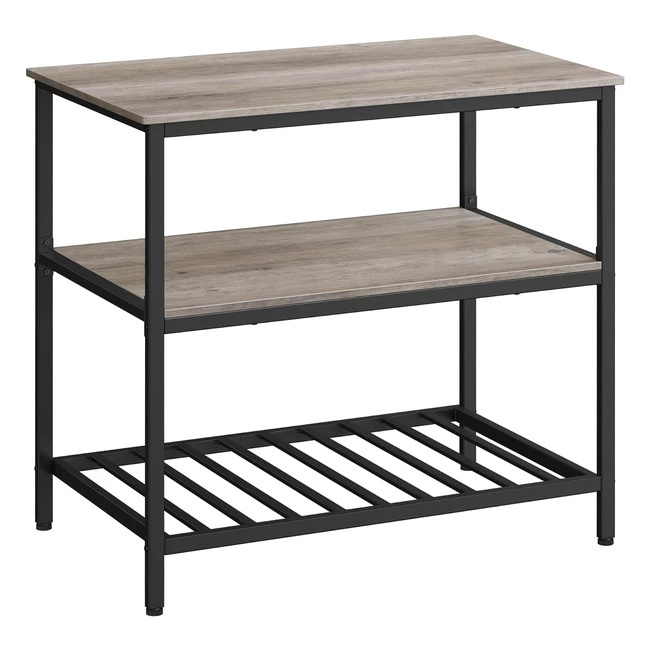 VASAGLE Küchenregal mit großer Arbeitsplatte, 3-stufiges Gewürzregal, Stahlrahmen, 60 x 100 x 90 cm, industriell, leichte Montage, greigeschwarz KKI005B02