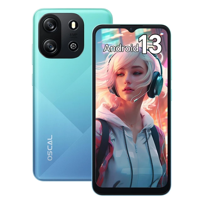 Oscal Téléphone Portable2024 Flat1C Smartphone Pas Cher 4Go RAM256Go ROM Extensible Téléphone Portable avec 6.5" HD Écran Caméras 8.5MP Batterie 4700mAh Android 13 Face ID OTG