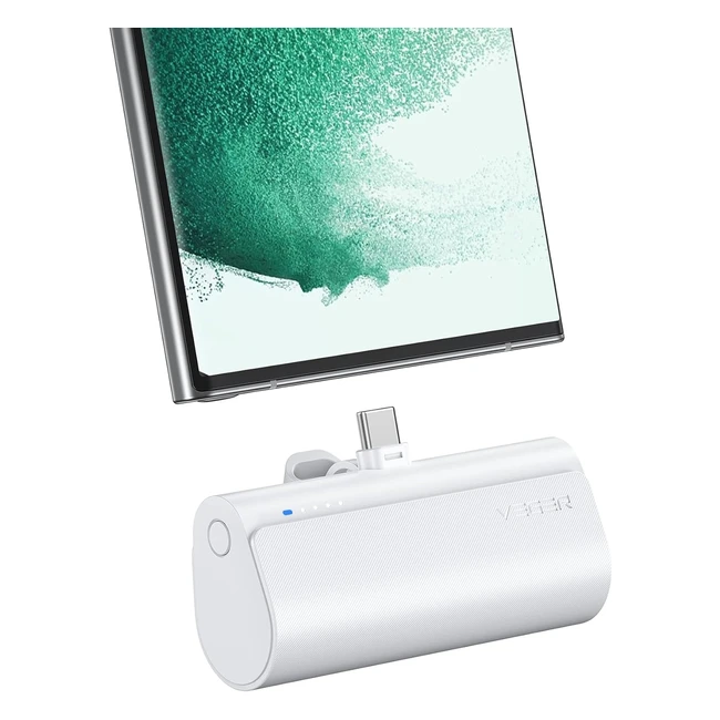 Power Bank Veger USB C 5000mAh PD 20W - Caricabatterie Portatile Mini Compatibile con Samsung, Huawei, Xiaomi - Bianco