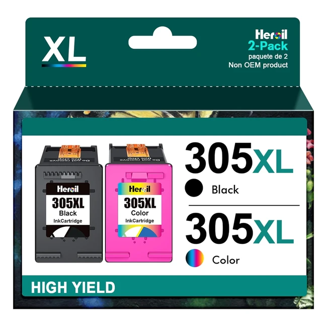Cartucce d'inchiostro Heroil 305XL Nero e Colore per HP Deskjet e Envy - Confezione da 2