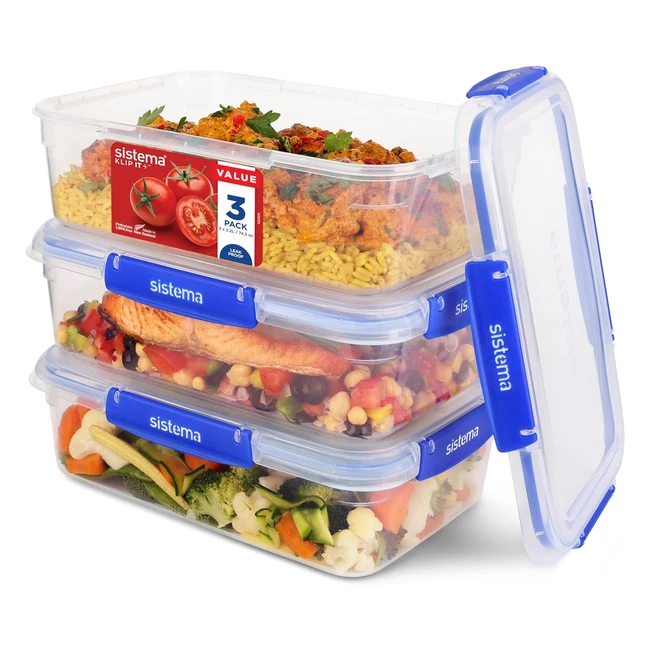Klip It Food Storage Containers - 2L Pack of 3 - Microwave, Freezer, Dishwasher Safe