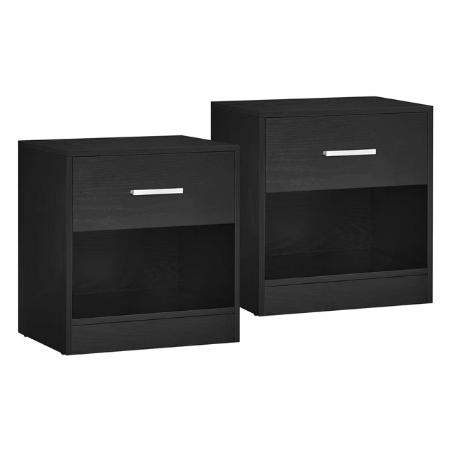 Lot de 2 tables de nuit Vasagle avec tiroir - Noir classique - LET819T56