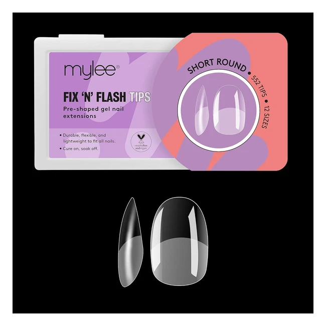 Mylee Fix n Flash Soft Gel Tips - Short Round - 552 pcs - High Quality & Easy Removal