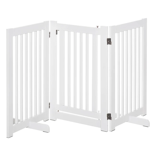 Barrière modulable pliable PawHut avec porte verrouillable - 155x35x76 cm - MDF Blanc