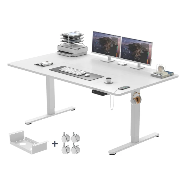 Escritorio eléctrico Devoko 160x80cm USB carga ajustable en altura 72118cm blanco