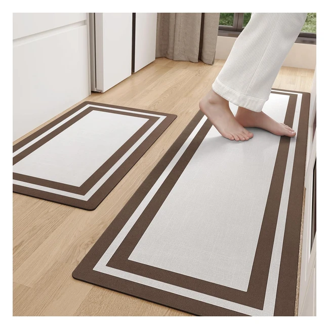 Alfombra cocina súper absorbente 44 x 75 / 44 x 150 cm - Secado rápido - Lavable - Antideslizante - Marrón