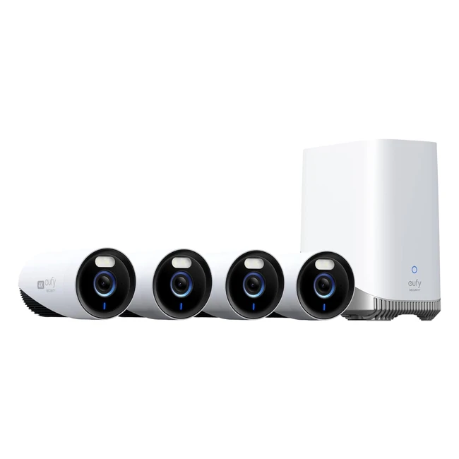 Eufy Security eufycam e330 Outdoor Überwachungskamera 4er Set 4K 247 Aufnahme Netzbetriebenes WiFi NVR 1TB Festplatte Erweiterbar bis zu 10 Kameras Lokaler Speicher Keine Gebühren