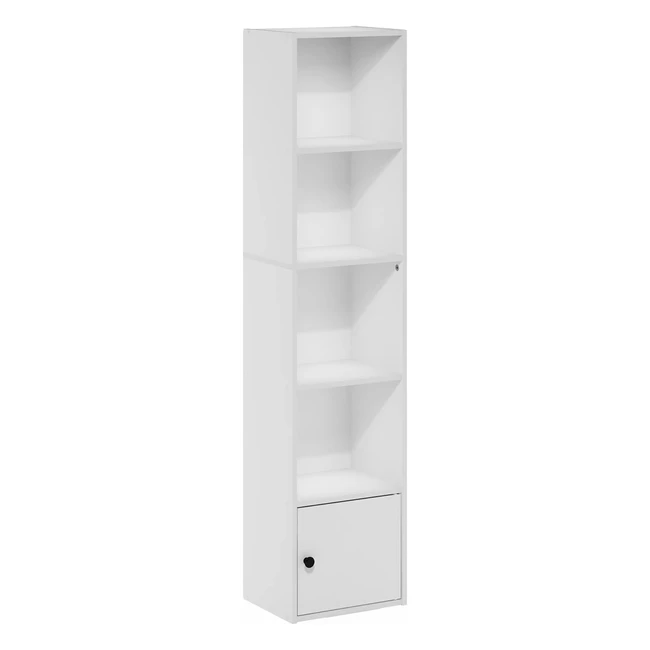 Furinno Luder Libreria 5 Ripiani con 1 Anta Portaoggetti - Bianco