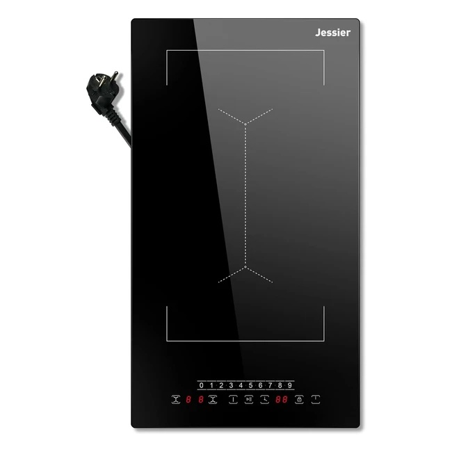 Jessier Piano Cottura Induzione 2 Fuochi 3500W - Zona Flessibile per Barbecue - Nero Vetro