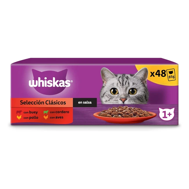 Whiskas Cibo Umido Gatti Selezione Classici Multipack 4x12x85g - Alta Qualità e Proteine Forti