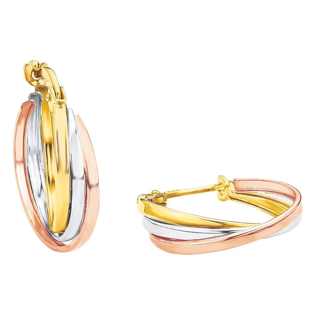 amor 2014178 Damen Creolen 24 cm dreifarbig mit Schmuck-Geschenkbox - Gelbgold