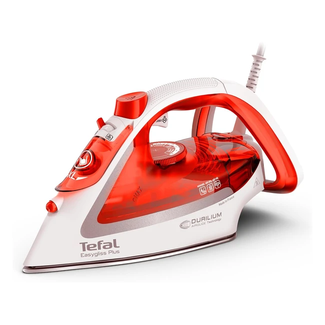 Tefal FV5738 Easygliss Plus Dampfbügeleisen 2800 W 45 g/min automatische Dampfregulierung 230 g/min Dampfstoß 3 Dampfzonen vertikaler Dampf orange rotweißsilber