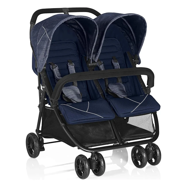 Passeggino gemellare Brevi 760653, omologato 22 kg, navy blue jeans