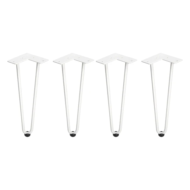 Pieds Hairpin Emuca avec 2 Barres pour Table - Hauteur 400mm - Peints en Blanc Acier