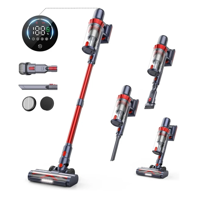 Honiture Aspirapolvere Senza Fili 450W 33kPa - Autonomia 50 min - 6 in 1 - Schermo LCD - S13
