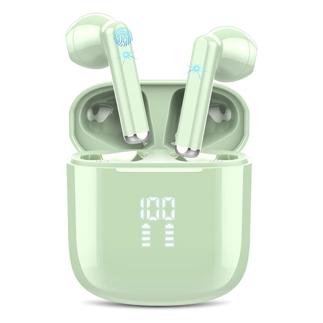 Écouteurs Bluetooth 53 avec Réduction de Bruit - Son Stéréo HiFi - Sans Fil - IPX7 - Casque Bluetooth Vert