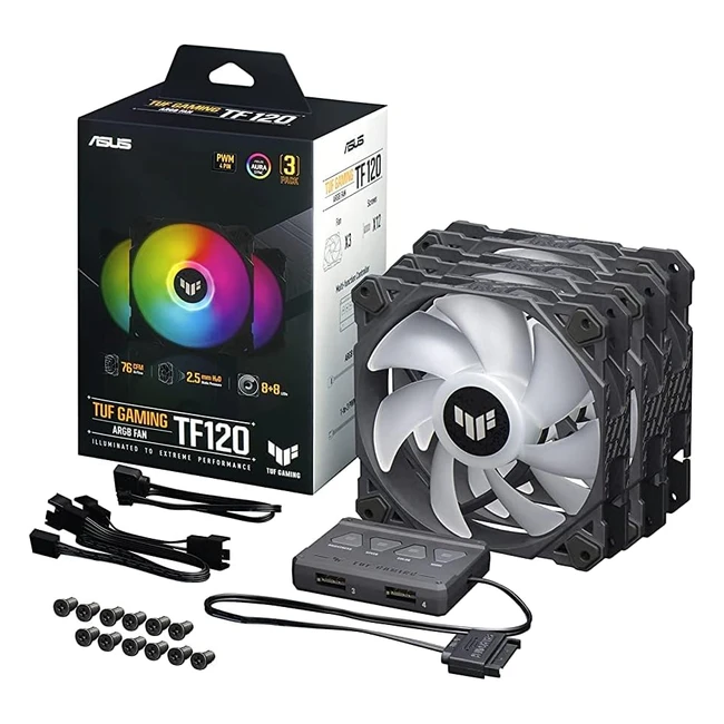 Asus TUF Gaming TF120 ARGB - Ventola per case 120mm - Cuscinetto fluidodinamico - Durata 250000 ore - 3 pezzi
