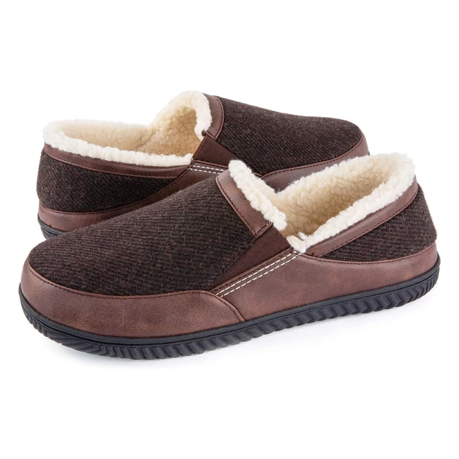 Ultraideas Men's Memory Foam Slippers | Cozy Fleece Lining | Antiskid Rubber Sole | 9 UK | Coffee