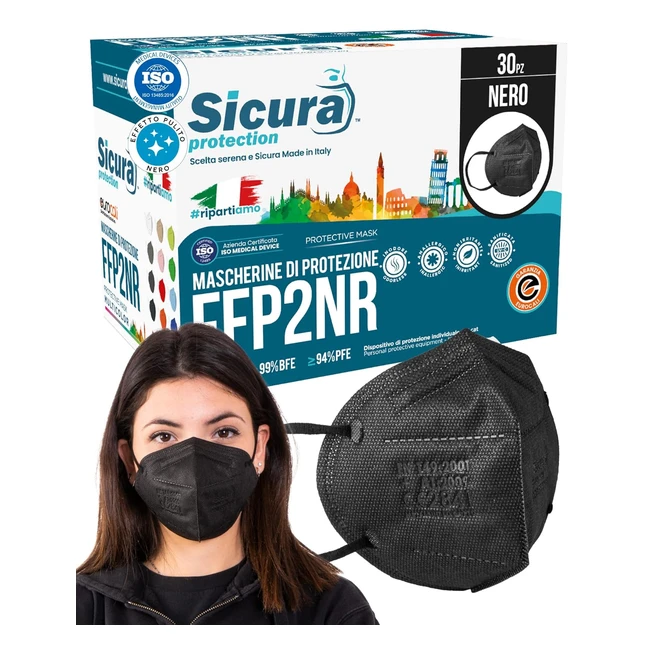 30 Mascherine FFP2 Certificate CE Nere - BFE 99% - Made in Italy