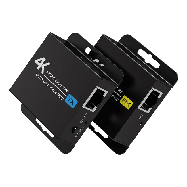 Extensor HDMI 4K30Hz 131ft/40m Vedindust - Adaptador HDMI RJ45 - Soporte EDID 1080p - POC Alimentación