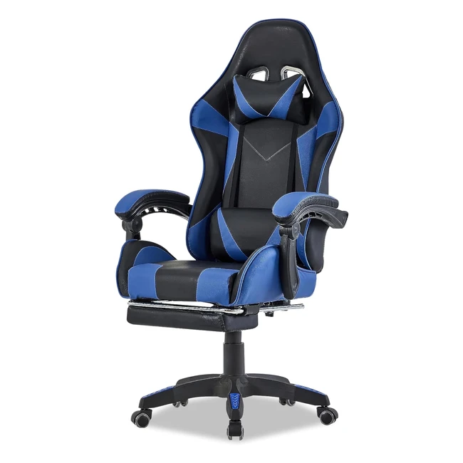 Sedia da Gaming Ergonomica Walden - Schienale Regolabile - Sedia Girevole da Corsa - Ufficio Computer - Videogioco Blu